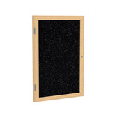 Ghent 1 Door Enclosed Recycled Rubber Bulletin Board w/ Oak Wood Frame, 3'H x 2'W, Tan Speckled_1