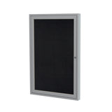 Ghent 1 Door Enclosed Recycled Rubber Bulletin Board w/ Satin Aluminum Frame, 36"H x 30"W, Black_1