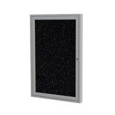 Ghent 1 Door Enclosed Recycled Rubber Bulletin Board w/ Satin Aluminum Frame, 3'H x 3'W, Tan Speckled_1