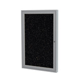 Ghent 1 Door Enclosed Recycled Rubber Bulletin Board w/ Satin Aluminum Frame, 3'H x 3'W, Tan Speckled_1