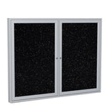 Ghent 2 Door Enclosed Recycled Rubber Bulletin Board w/ Satin Aluminum Frame, 4'H x 5'W, Tan Speckled_1