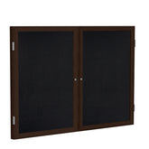 Ghent 2 Door Enclosed Recycled Rubber Bulletin Board w/ Walnut Wood Frame, 4'H x 5'W, Black_1