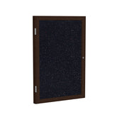 Ghent 1 Door Enclosed Recycled Rubber Bulletin Board w/ Walnut Wood Frame, 3'H x 3'W, Confetti_1