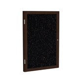 Ghent 1 Door Enclosed Recycled Rubber Bulletin Board w/ Walnut Wood Frame, 3'H x 2'W, Tan Speckled_1