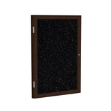 Ghent 1 Door Enclosed Recycled Rubber Bulletin Board w/ Walnut Wood Frame, 3'H x 3'W, Tan Speckled_1