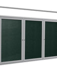 Ghent 3 Door Enclosed Vinyl Bulletin Board w/ Satin Illuminated Headliner Frame, 3'H x 6'W, Ebony_1