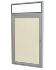 Ghent 1 Door Enclosed Vinyl Bulletin Board w/ Satin Headliner Frame, 3'H x 3'W, Ivory_1