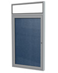Ghent 1 Door Enclosed Vinyl Bulletin Board w/ Satin Headliner Frame, 36"H x 30"W, Navy_1