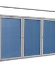 Ghent 3 Door Enclosed Vinyl Bulletin Board w/ Satin Headliner Frame, 4'H x 8'W, Ocean_1