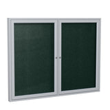 Ghent 2 Door Enclosed Vinyl Bulletin Board w/ Satin Aluminum Frame, 3'H x 5'W, Ebony_1