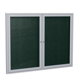 Ghent 2 Door Enclosed Vinyl Bulletin Board w/ Satin Aluminum Frame, 4'H x 5'W, Ebony_1