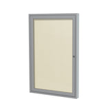Ghent 1 Door Enclosed Vinyl Bulletin Board w/ Satin Aluminum Frame, 3'H x 3'W, Ivory_1