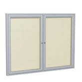 Ghent 2 Door Enclosed Vinyl Bulletin Board w/ Satin Aluminum Frame, 4'H x 5'W, Ivory_1
