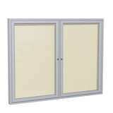 Ghent 2 Door Enclosed Vinyl Bulletin Board w/ Satin Aluminum Frame, 3'H x 5'W, Ivory_1