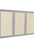 Ghent 3 Door Enclosed Vinyl Bulletin Board w/ Satin Aluminum Frame, 4'H x 6'W, Ivory_1