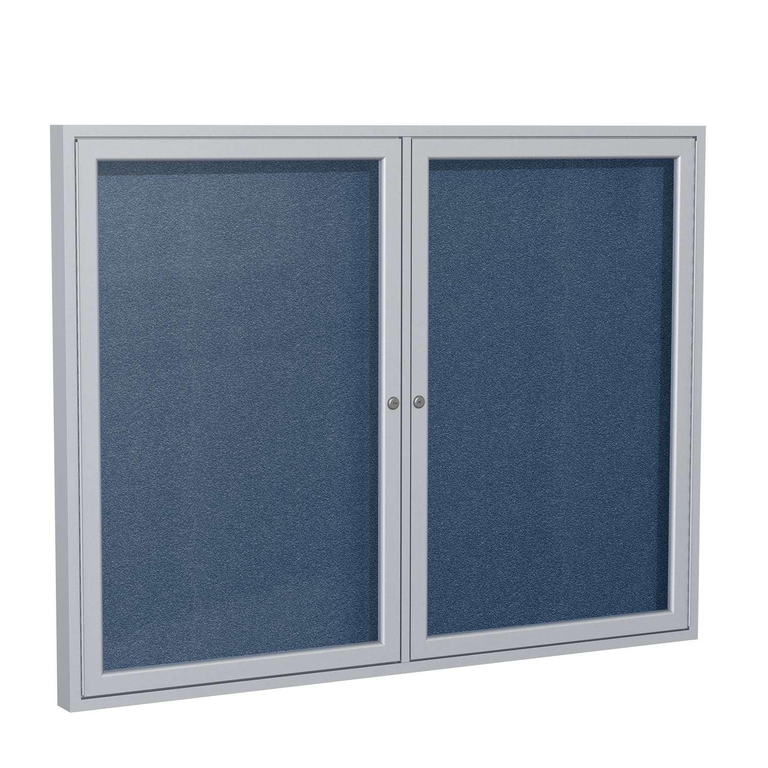 Ghent 2 Door Enclosed Vinyl Bulletin Board w/ Satin Aluminum Frame, 3'H x 5'W, Navy_1