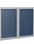 Ghent 2 Door Enclosed Vinyl Bulletin Board w/ Satin Aluminum Frame, 4'H x 5'W, Navy_1