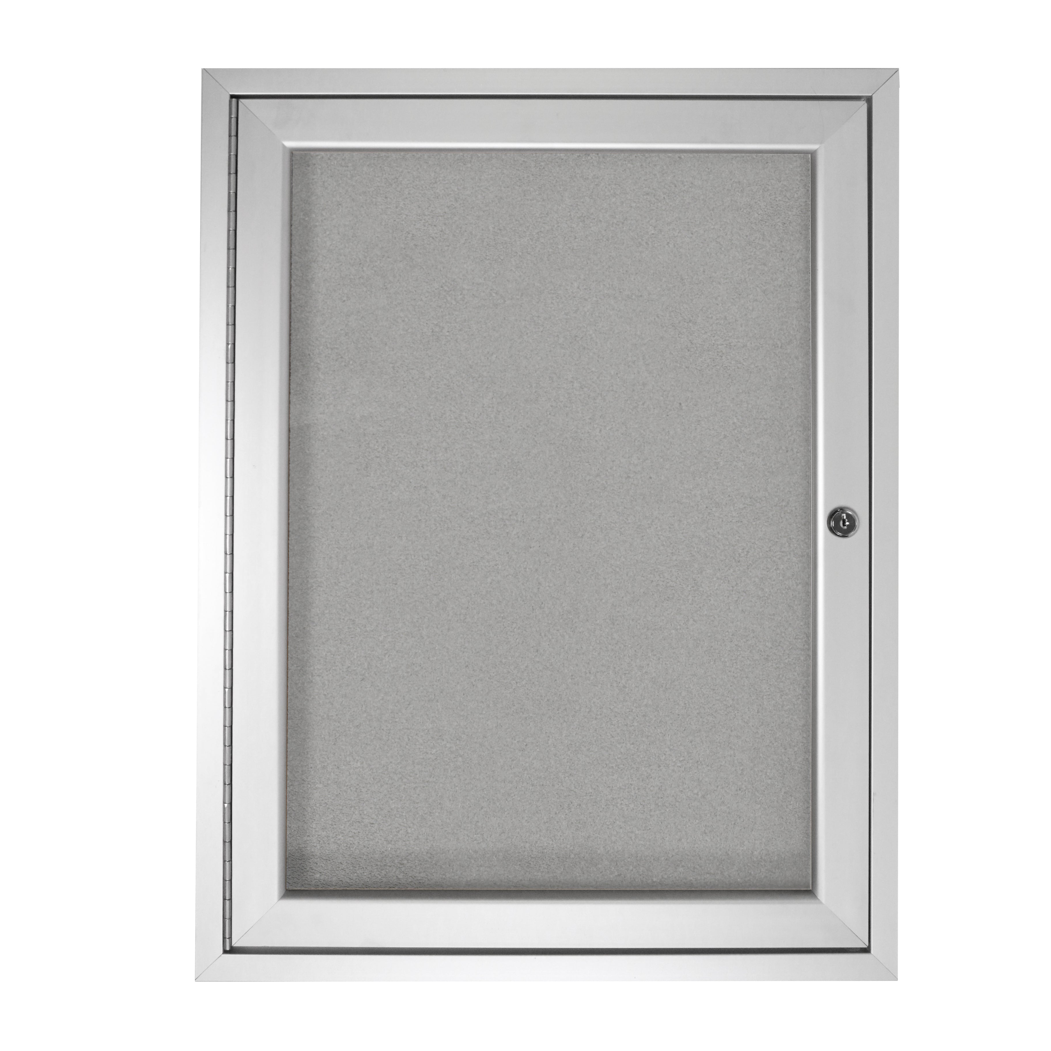 Ghent 1 Door Enclosed Vinyl Bulletin Board w/ Satin Aluminum Frame, 36"H x 30"W, Silver_1