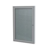 Ghent 1 Door Enclosed Vinyl Bulletin Board w/ Satin Aluminum Frame, 3'H x 2'W, Stone_1