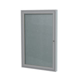 Ghent 1 Door Enclosed Vinyl Bulletin Board w/ Satin Aluminum Frame, 3'H x 2'W, Stone_1