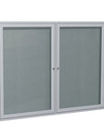 Ghent 2 Door Enclosed Vinyl Bulletin Board w/ Satin Aluminum Frame, 3'H x 5'W, Stone_1