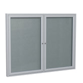 Ghent 2 Door Enclosed Vinyl Bulletin Board w/ Satin Aluminum Frame, 3'H x 5'W, Stone_1