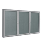 Ghent 3 Door Enclosed Vinyl Bulletin Board w/ Satin Aluminum Frame, 3'H x 6'W, Stone_1