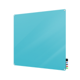 Ghent Harmony Glassboard w/ Standoffs, Magnetic, Radius Corners, 4'H x 4'W, Blue_0