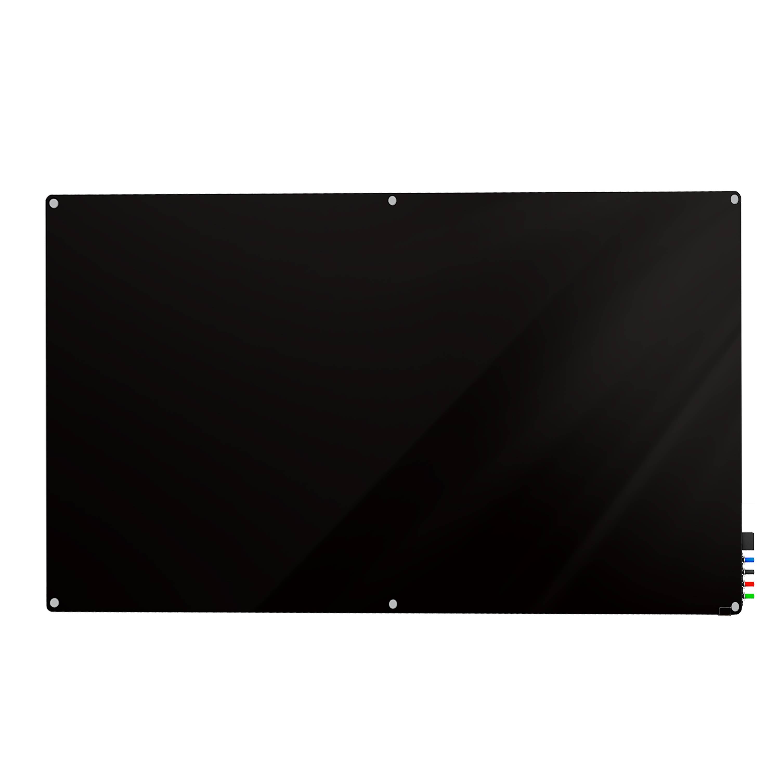 Ghent Harmony Glassboard w/ Standoffs, Magnetic, Radius Corners, 4'H x 8'W, Black_0