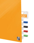 Ghent Harmony Glassboard w/ Standoffs, Magnetic, Square Corners, 4'H x 4'W, Marigold_2