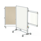 Ghent Nexus Jr. Partition, Mobile 2-Sided Porcelain Whiteboard/ Fabric Bulletin Board, Magnetic 46"H x 34"W, Beige_2