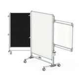 Ghent Nexus Jr. Partition, Mobile 2-Sided Porcelain Whiteboard/ Fabric Bulletin Board, Magnetic 46"H x 34"W, Black_2