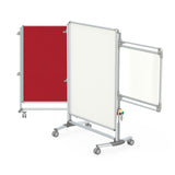 Ghent Nexus Jr. Partition, Mobile 2-Sided Porcelain Whiteboard/ Fabric Bulletin Board, Magnetic 46"H x 34"W, Red_1