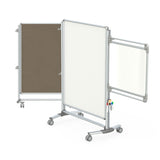 Ghent Nexus Jr. Partition, Mobile 2-Sided Porcelain Whiteboard/ Fabric Bulletin Board, Magnetic 46"H x 34"W, Taupe_1