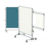 Ghent Nexus Jr. Partition, Mobile 2-Sided Porcelain Whiteboard/ Fabric Bulletin Board, Magnetic 46"H x 34"W, Teal_1