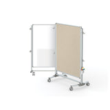 Ghent Nexus Jr. Partition, Mobile 2-Sided Porcelain Whiteboard/ Fabric Bulletin Board, Magnetic 46"H x 34"W, Beige_1