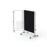 Ghent Nexus Jr. Partition, Mobile 2-Sided Porcelain Whiteboard/ Fabric Bulletin Board, Magnetic 46"H x 34"W, Black_1