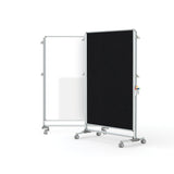 Ghent Nexus Partition, Mobile 2-Sided Porcelain Whiteboard, Magnetic/ Fabric Bulletin Board, 65"H x 46"W, Black_0