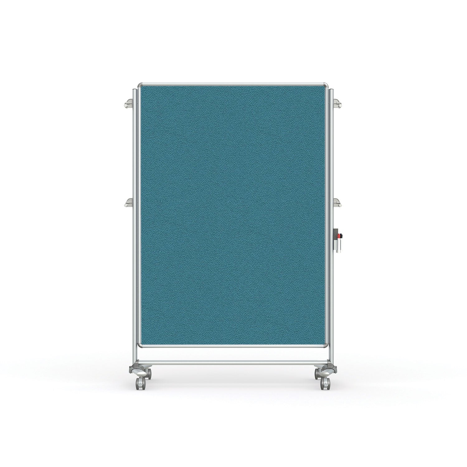 Ghent Nexus Partition, Mobile 2-Sided Fabric Bulletin Board, 65"H x 46"W, Teal_0