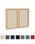 Ghent 2 Door Enclosed Fabric Bulletin Boards w/ Oak Frame, 36"H x 48"W, Taupe_0