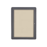 Ghent Ovation 1 Door Enclosed Fabric Bulletin Board w/ Gray Frame, 3'H x 2'W, Beige_1