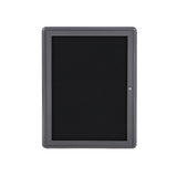 Ghent Ovation 1 Door Enclosed Fabric Bulletin Board w/ Gray Frame, 3'H x 2'W, Black_1