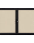 Ghent Ovation 2 Door Enclosed Fabric Bulletin Board w/ Black Frame, 3'H x 4'W, Beige_1