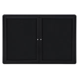 Ghent Ovation 2 Door Enclosed Fabric Bulletin Board w/ Black Frame, 3'H x 5'W, Black_1