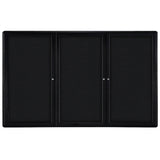 Ghent Ovation 3 Door Enclosed Fabric Bulletin Board w/ Black Frame, 4'H x 6'W, Black_1