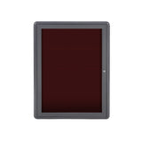 Ghent Ovation 1 Door Enclosed Flannel Letter Board w/ Gray Frame, 3'H x 2'W, Burgundy_0