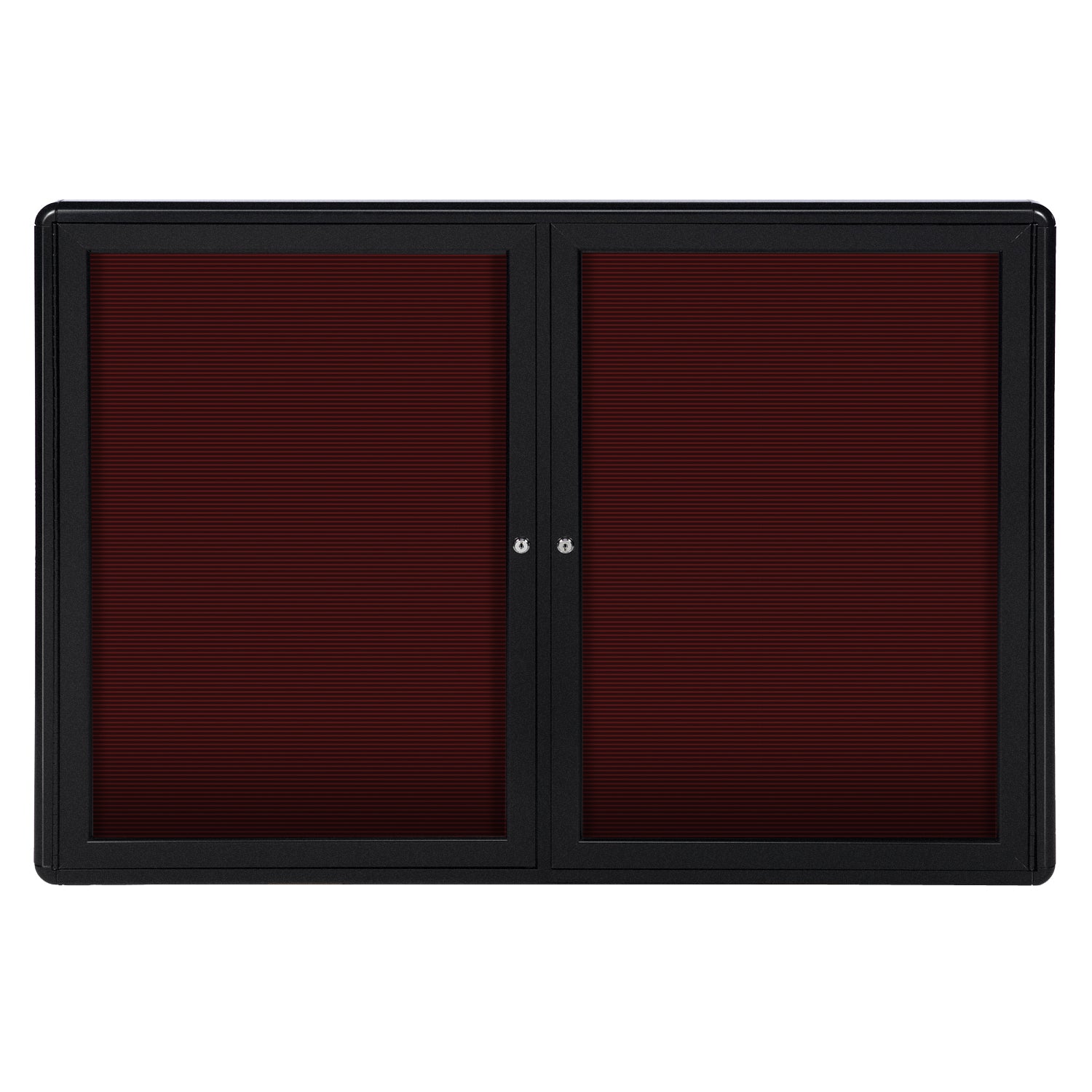 Ghent Ovation 2 Door Enclosed Flannel Letter Board w/ Black Frame, 3'H x 4'W, Burgundy_0