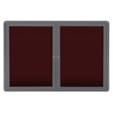 Ghent Ovation 2 Door Enclosed Flannel Letter Board w/ Gray Frame, 3'H x 4'W, Burgundy_0