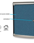 Ghent Silhouette 1 Door Enclosed Vinyl Bulletin Board w/ Satin Aluminum Frame, 4'H x 2'W, Ivory_3
