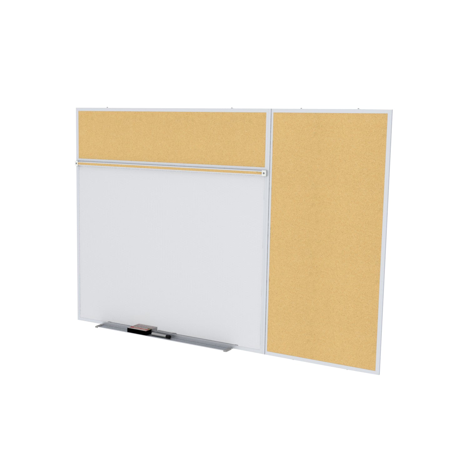 Ghent Porcelain Whiteboard / Natural Cork Bulletin Combo Board, Magnetic, Style B, 5'H x 6'W_0